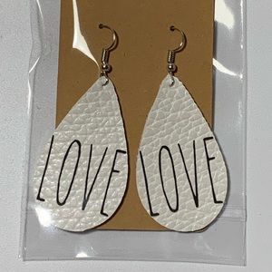 Handmade leather LOVE earrings